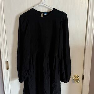 Old Navy Black A-Line Dress with Bishop Sleeves